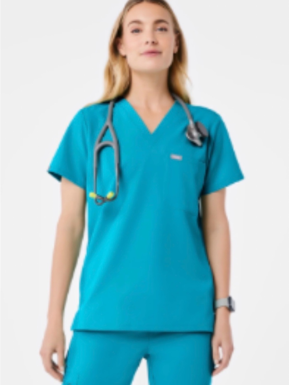 FIGS Catarina PETITE Scrub top TEAL large